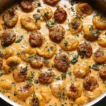 Creamy Butternut Squash Gnocchi with Sausage Plated