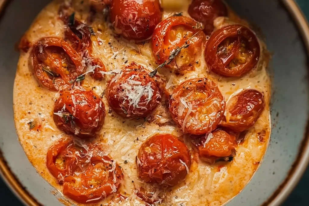 Creamy Cherry Tomato Sauce with Parmesan in a Serving Bowl