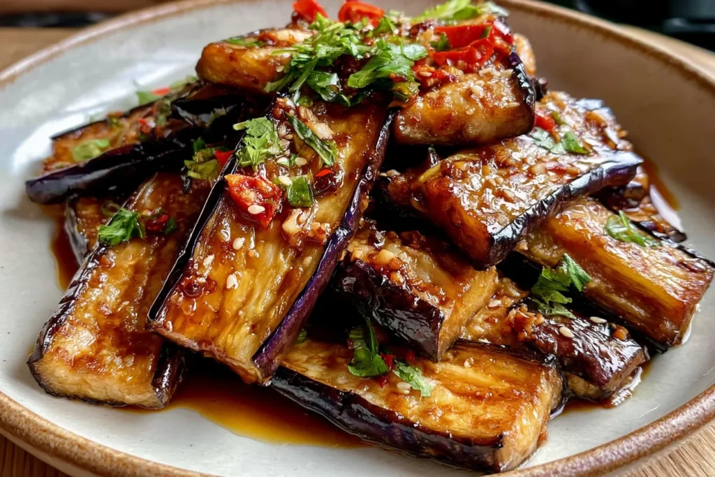 Crispy Eggplant in Garlic Soy Glaze
