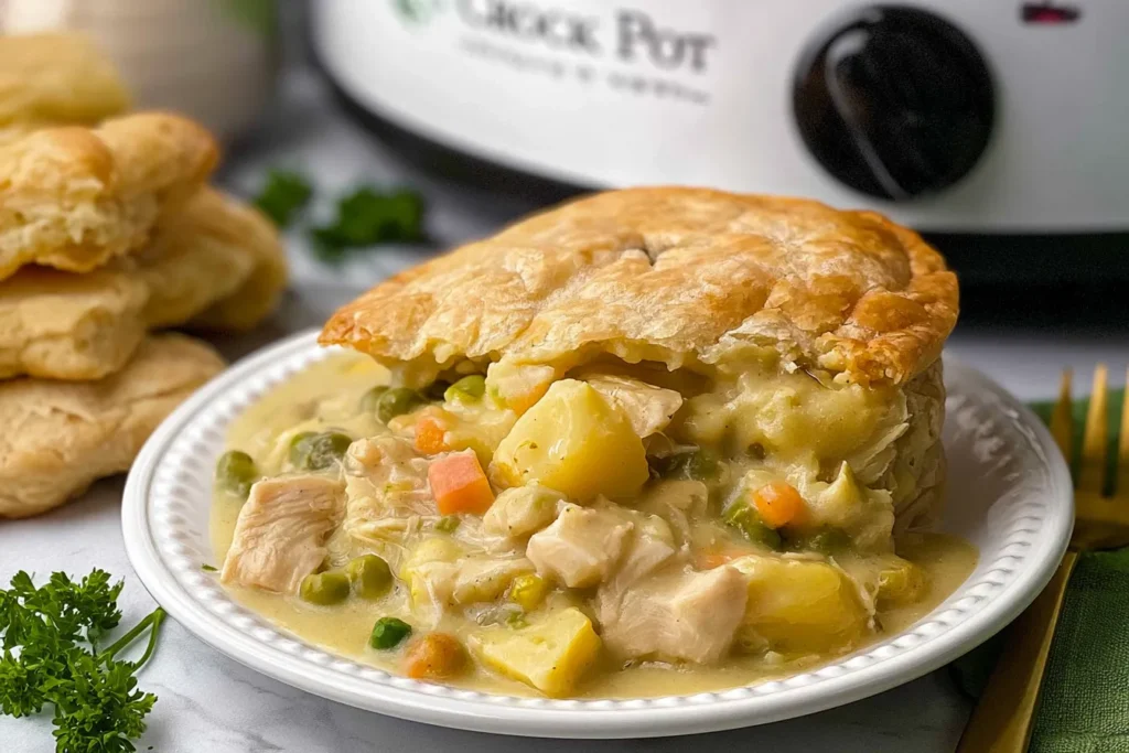 Crock Pot Chicken Pot Pie Freshly Served