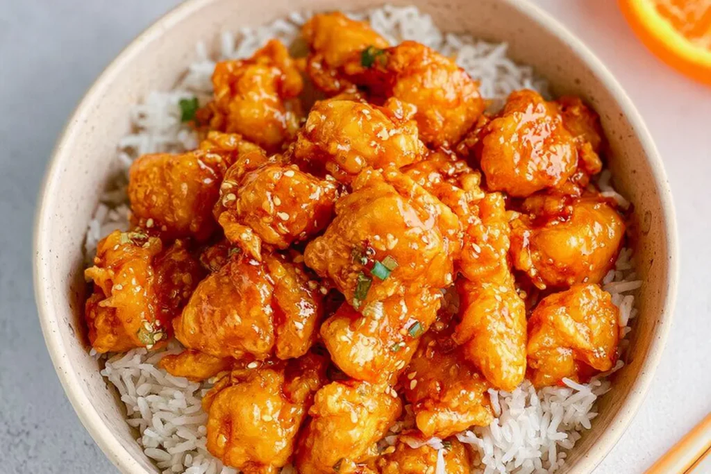 Crockpot Honey Orange Chicken Ready to Serve