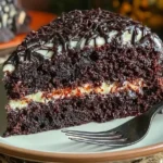 Decadent Black Velvet Halloween Cake Recipe with Easy Spiderweb Frosting 5 Decadent Black Velvet Cake with Spiderweb Frosting