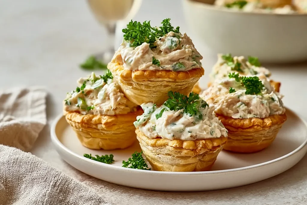 Easy Chicken Salad in Puff Pastry Cups - Tasty Appetizer