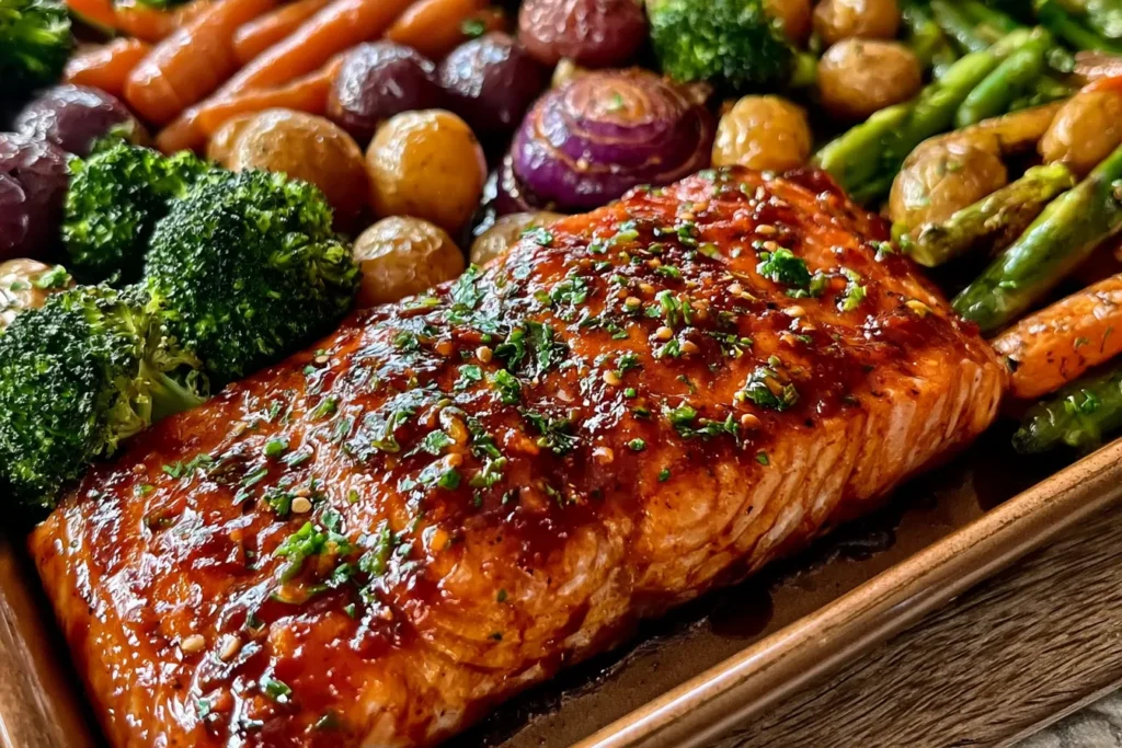Easy Gochujang Glazed Salmon Sheet Pan Dinner