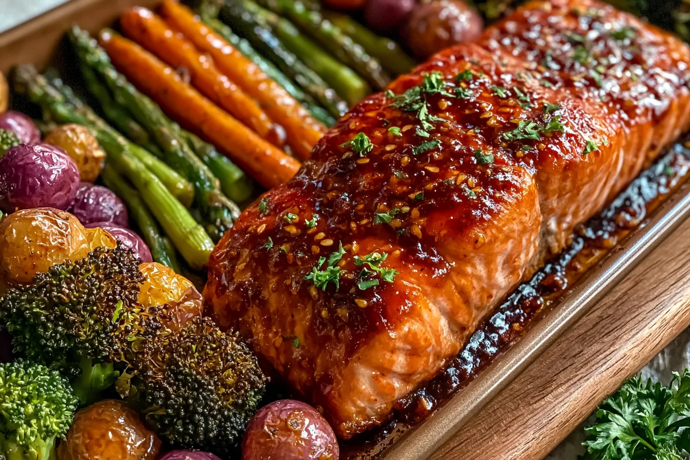 Easy Gochujang Glazed Salmon Sheet Pan Dinner - 30 Minutes! 4 Easy Gochujang Glazed Salmon Sheet Pan Dinner Ready in 30 Minutes
