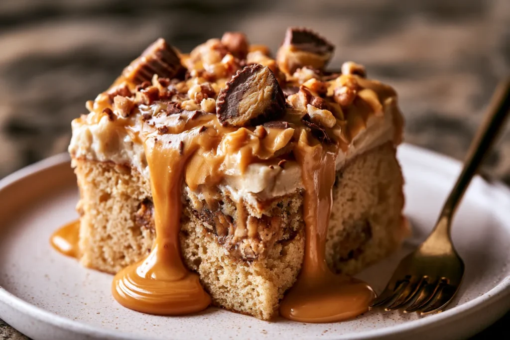 Easy Reeses Peanut Butter Poke Cake Recipe That Everyone Loves 3 Indulgent Easy Reeses Peanut Butter Poke Cake
