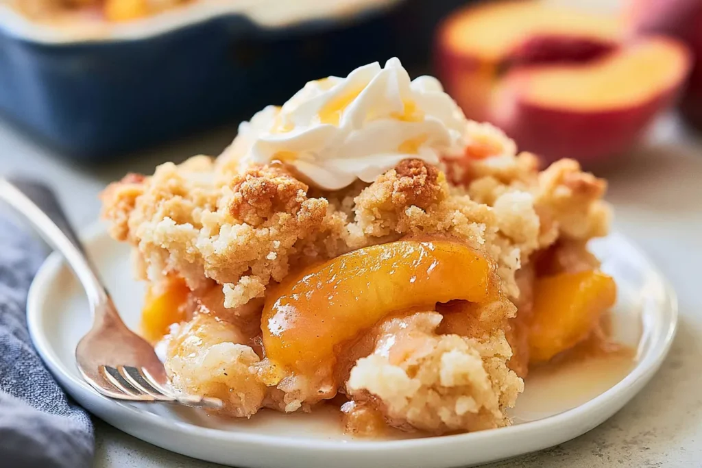 Easy Vegan Peach Cobbler Ready to Serve