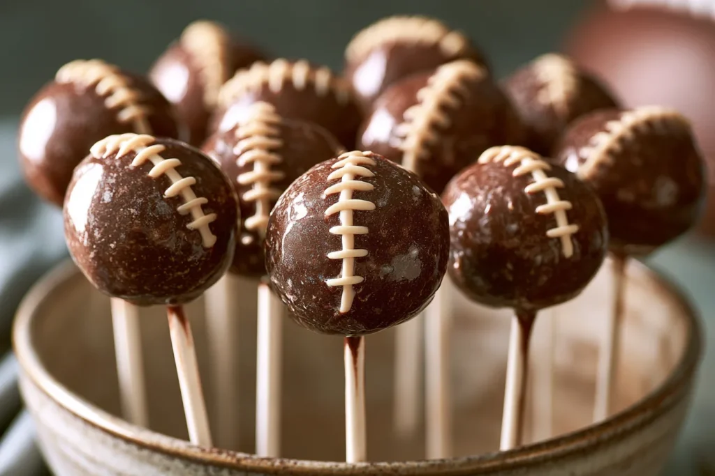 Delicious Football Cake Pops with Brown Butter Frosting