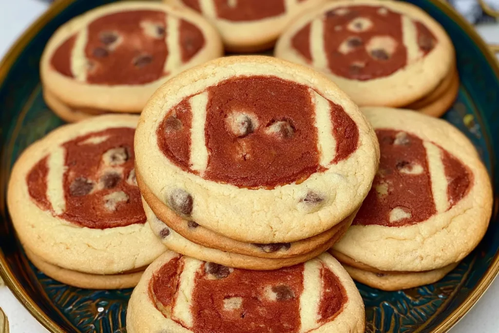 Football Double Decker Cookies on a Game Day Table