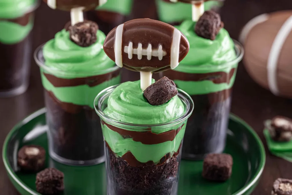 Football Themed Dirt Cups Delight in a Fun Presentation