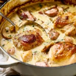 French Chicken Casserole a la Normande Served Warm
