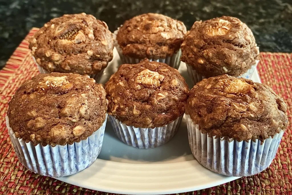 Fresh Fig Oatmeal Muffins on a Wooden Board