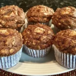 Fresh Fig Oatmeal Muffins on a Wooden Board