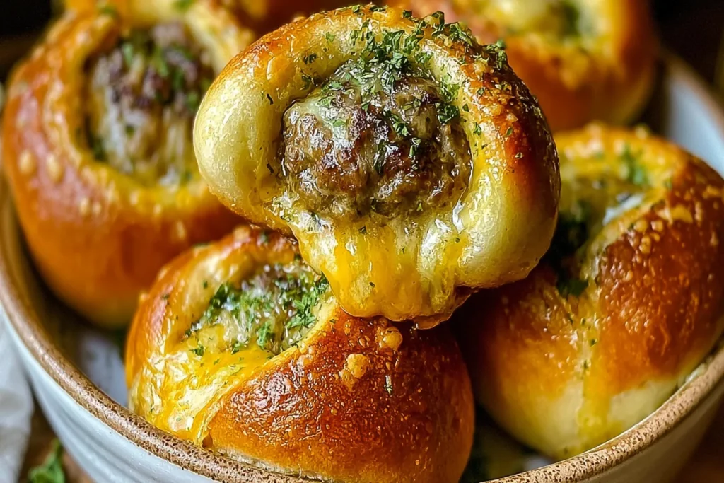 Garlic Parmesan Cheeseburger Bombs Ready to Serve