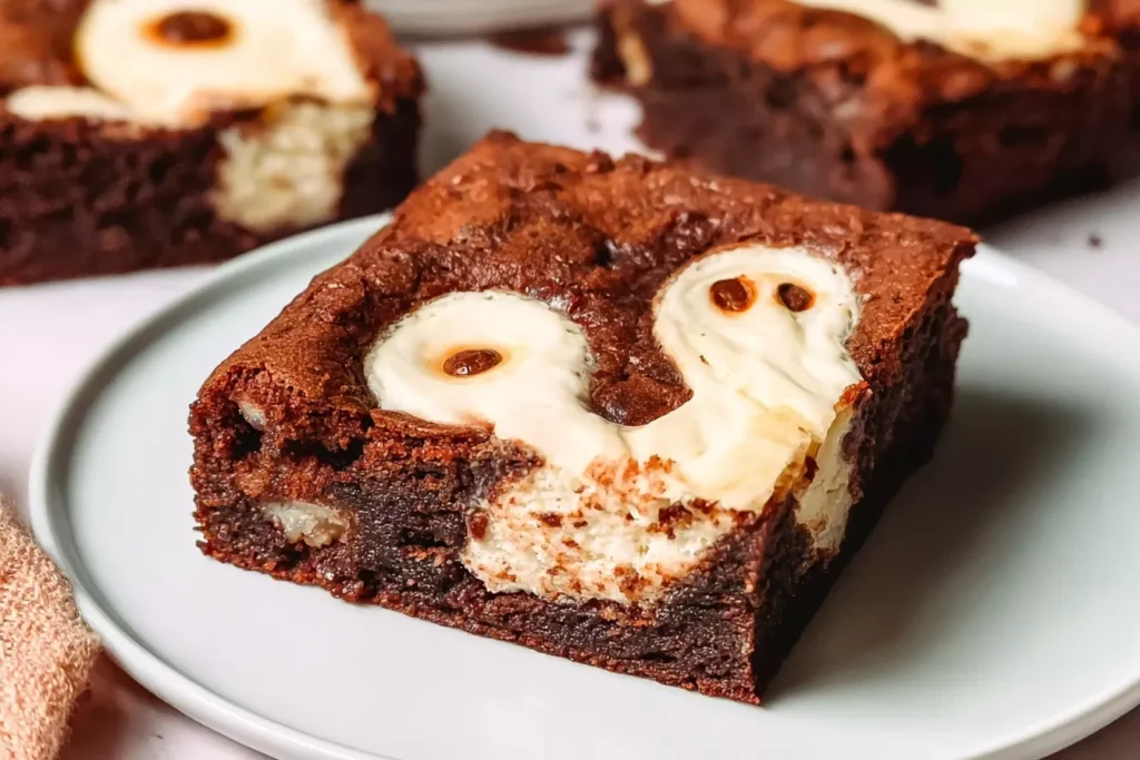 Ghost Cheesecake Brownies Close-Up Delight