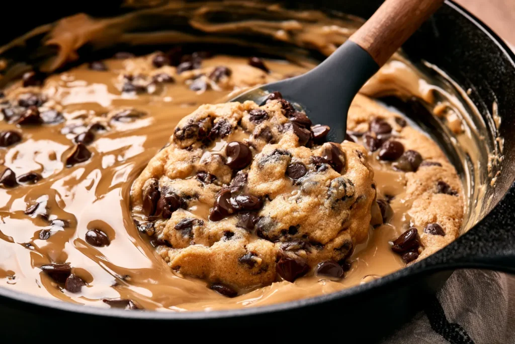 Gooey Football Chocolate Chip Skillet Cookie Freshly Baked