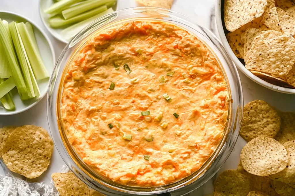 Greek Yogurt Buffalo Chicken Dip Presentation