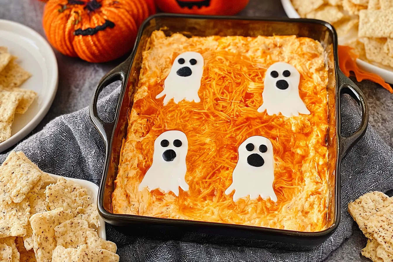 Halloween Buffalo Chicken Dip (Booffalo Dip) 