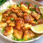 Healthy Chinese Lemon Chicken Plated with Vegetables