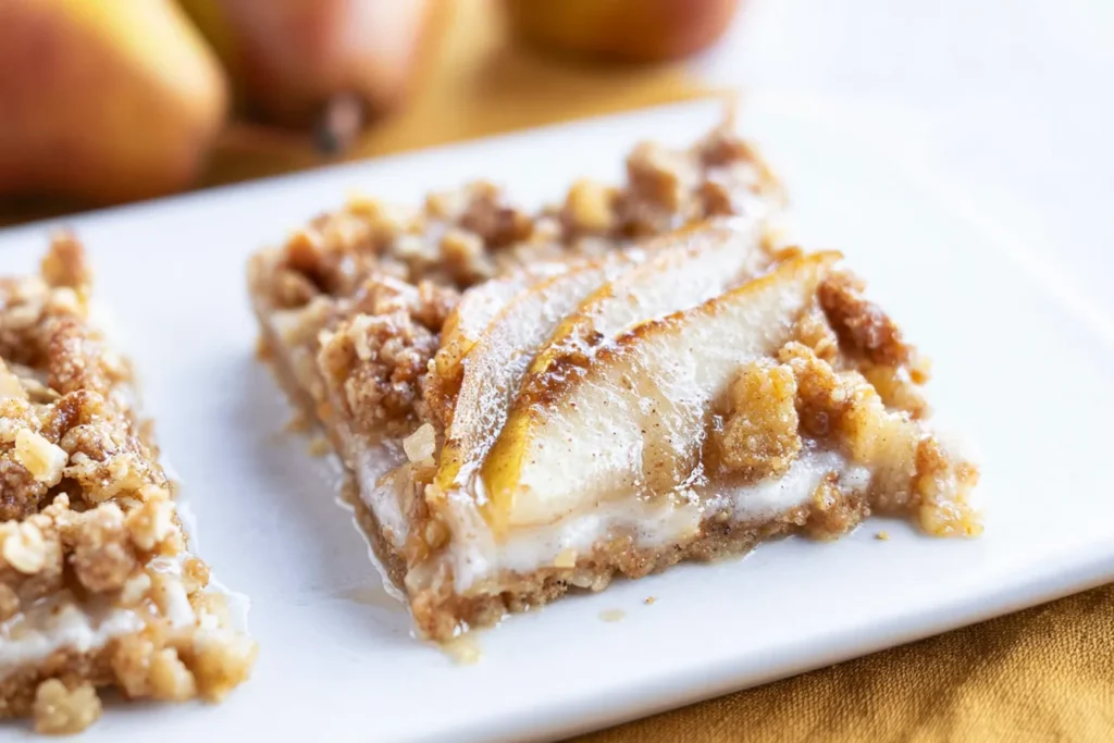 Healthy Pear Oatmeal Crumb Bars Freshly Baked