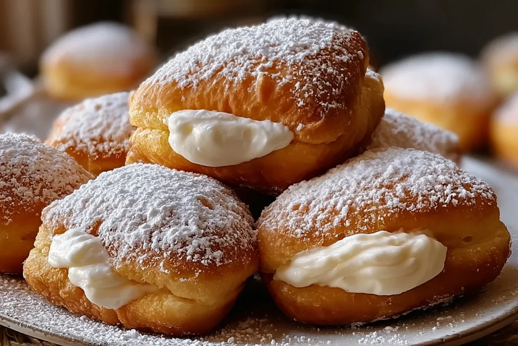 Indulgent French Beignets with Luxurious Vanilla Cream Filling