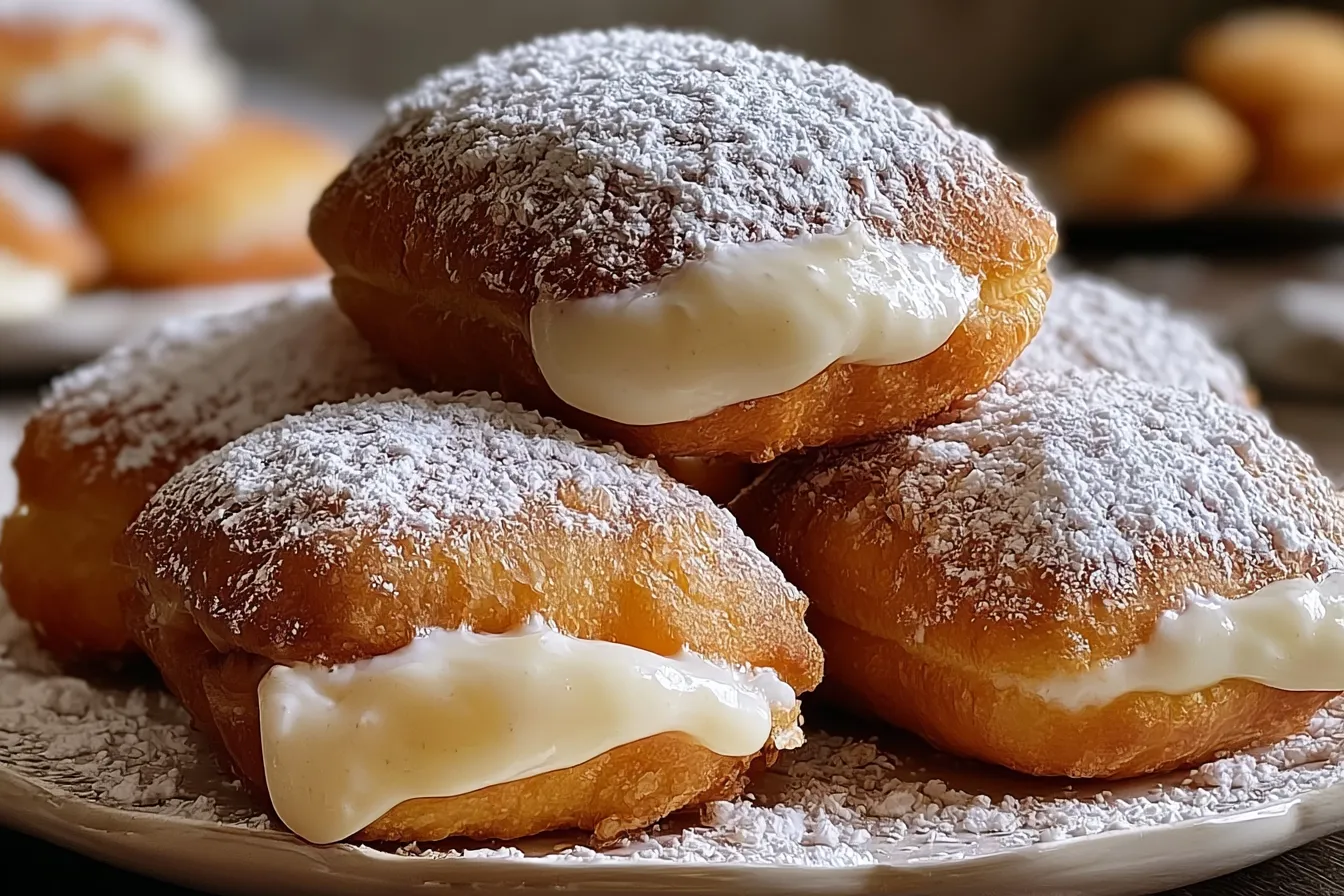 Indulgent French Beignets with Luxurious Vanilla Cream Filling 