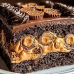 Indulgent Reese’s Peanut Butter Earthquake Cake You’ll Love 5 Indulgent Reese’s Peanut Butter Earthquake Cake Slices