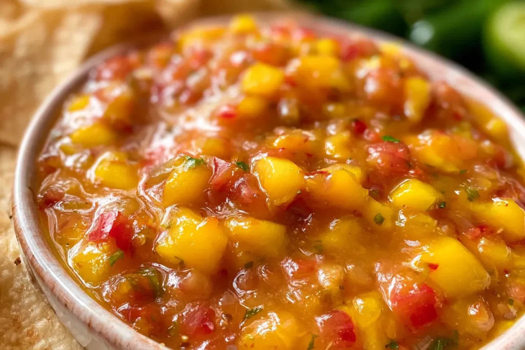 Vibrant Mango Habanero Salsa in a Bowl