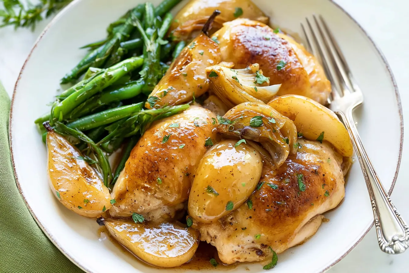Maple-Glazed Chicken with Caramelized Onions and Pears 