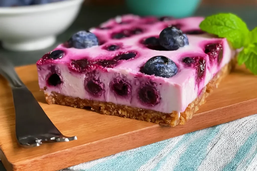 No-Bake Blueberry Cheesecake in a Serving Dish
