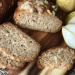 Freshly Baked Pear Bread Slices with Asian Pears