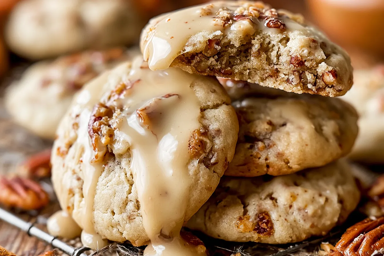 Pecan Maple Cookies with Maple Glaze 
