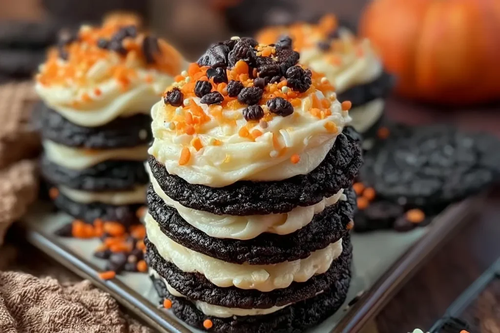 Black Velvet Cream Cheese Frosted Halloween Sugar Cookies