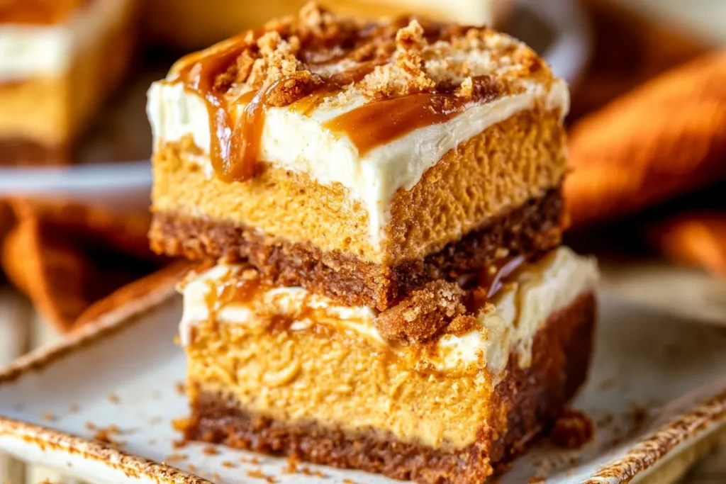 Pumpkin Cheesecake Bars Ready to Enjoy