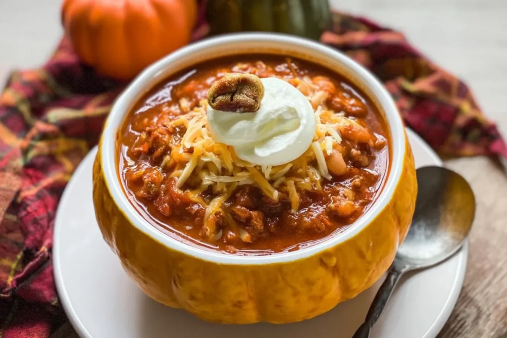 Delicious Pumpkin Chili in a Rustic Bowl