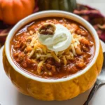 Delicious Pumpkin Chili in a Rustic Bowl