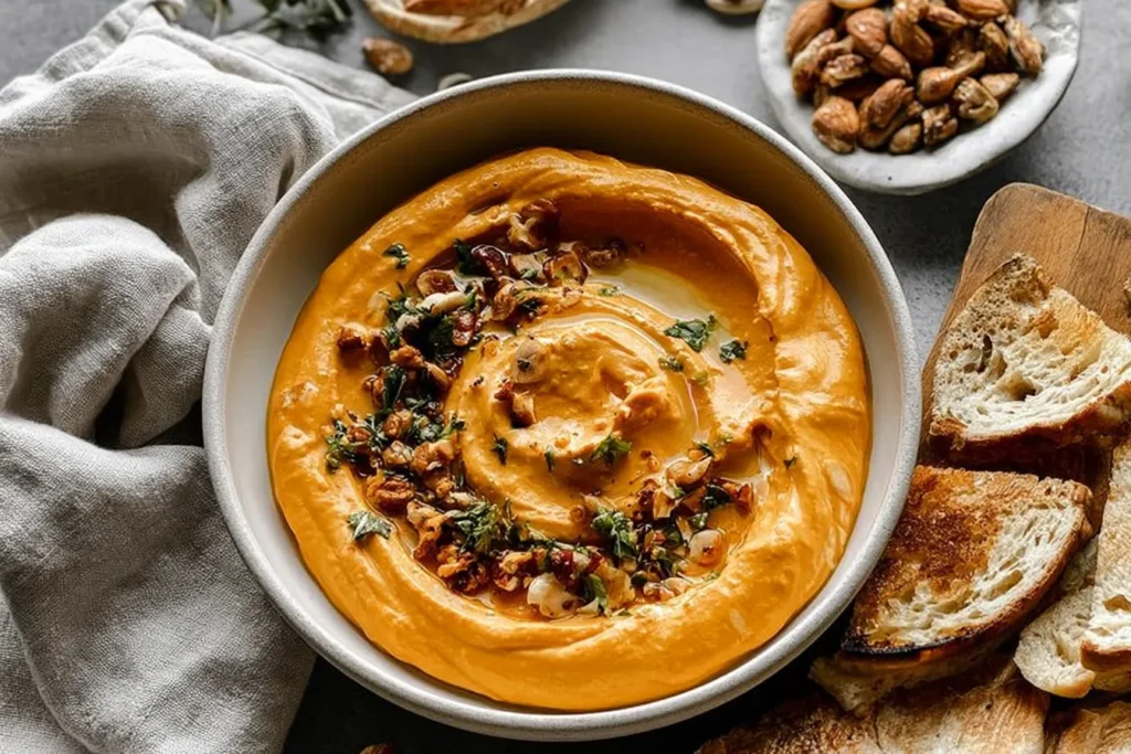 Pumpkin Whipped Feta Dip in a Bowl