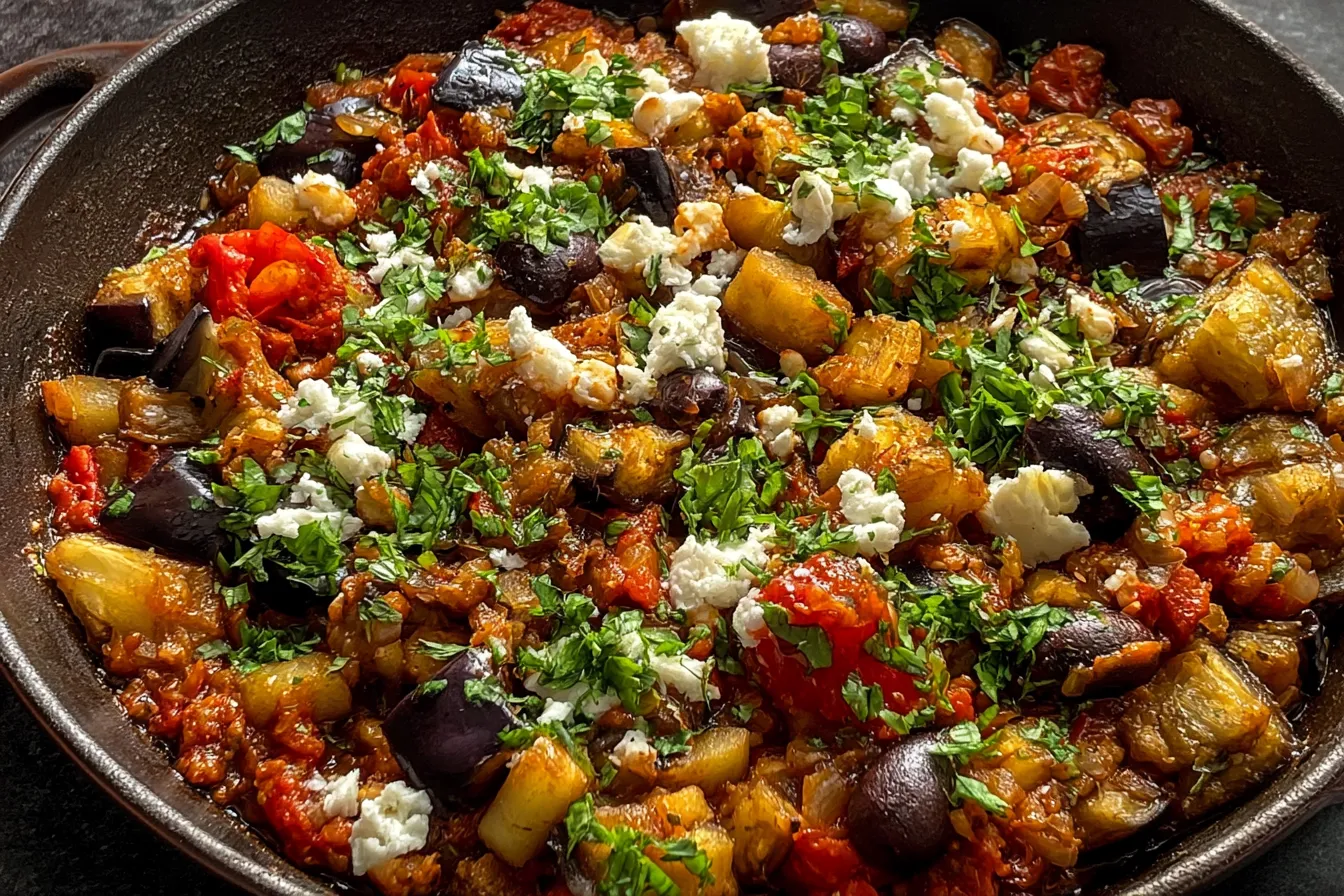 Quick Mediterranean Eggplant Skillet 