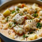 Delicious Rich and Creamy Fish Stew Plated