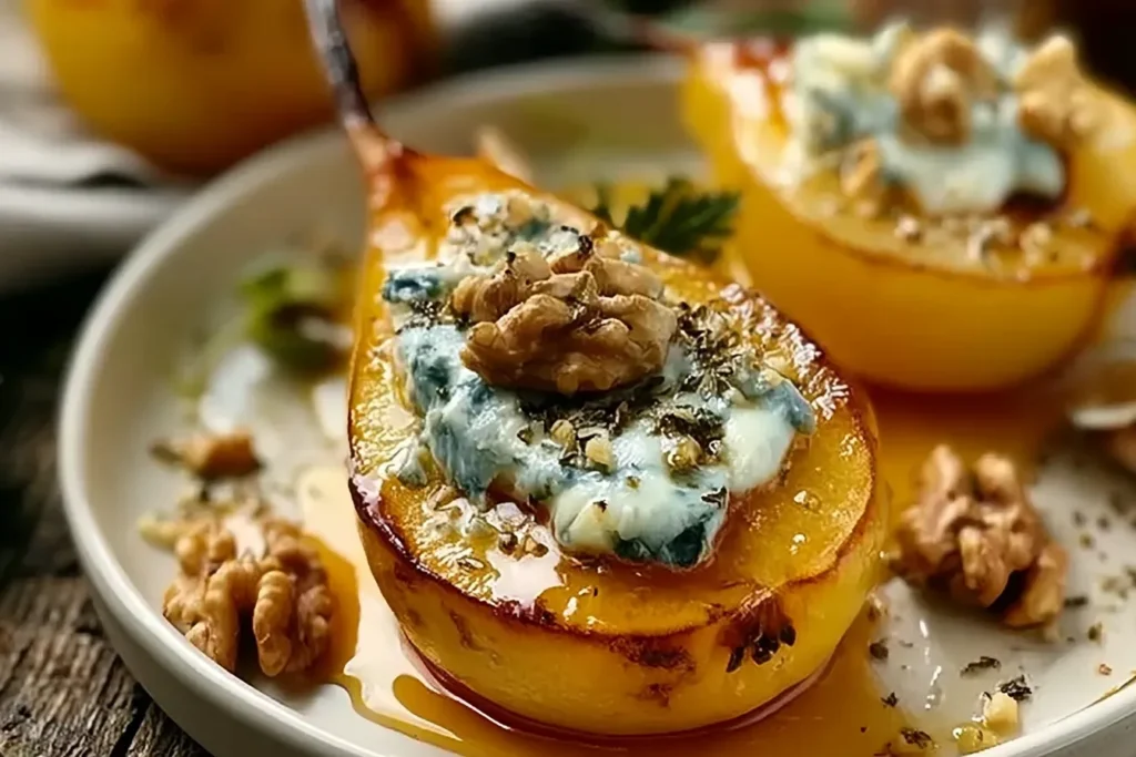 Delicious Roasted Pears with Blue Cheese and Walnuts