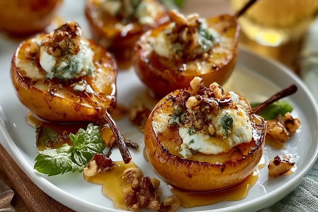 Roasted Pears with Goat Cheese & Maple Walnut Drizzle Plate
