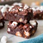 Decadent Rocky Road Brownies in a Baking Dish