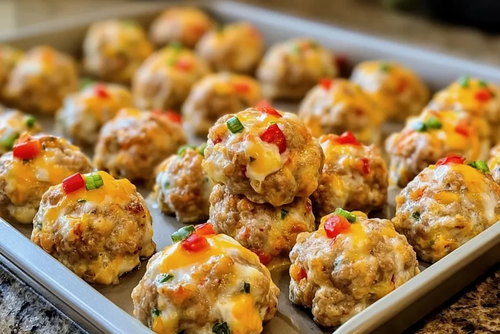 Rotel Cream Cheese Sausage Balls on a Platter