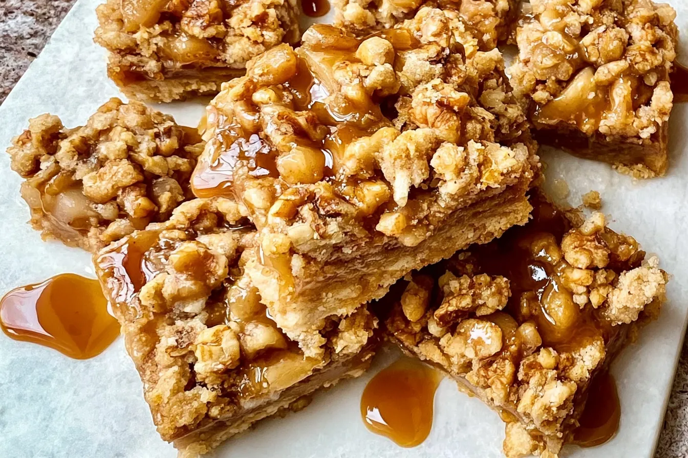 Salted Caramel Pear Pie Bars 