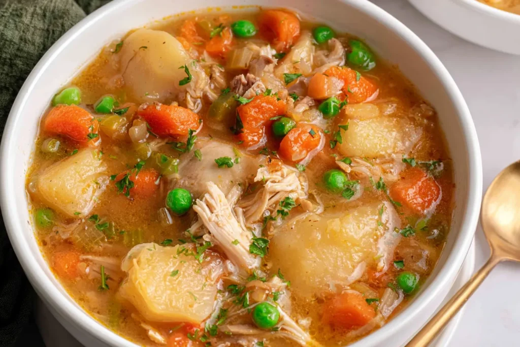 Slow Cooker Fall Chicken Stew in a Bowl