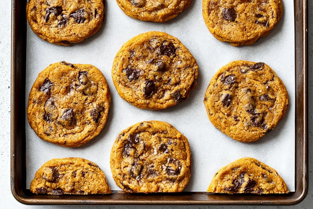 Soft & Chewy Pumpkin Chocolate Chip Cookies on a Plate