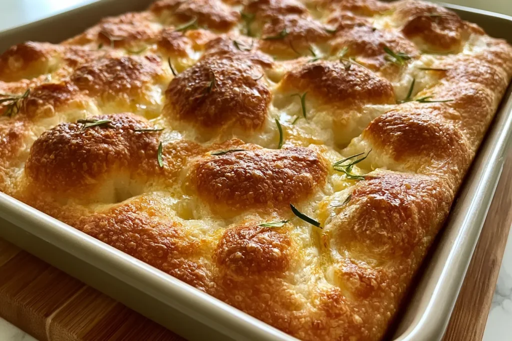 Bubbly and Crispy Sourdough Focaccia Bread Freshly Baked