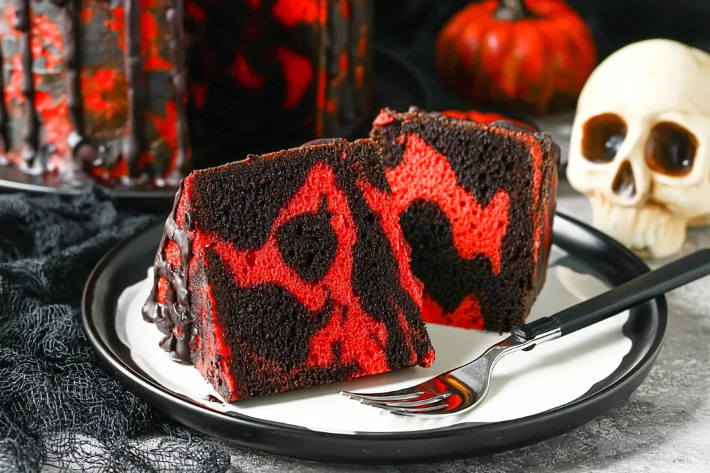 Spooky Halloween Marble Cake Decorative Slice