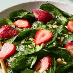 Fresh Strawberry Spinach Salad Ready to Serve