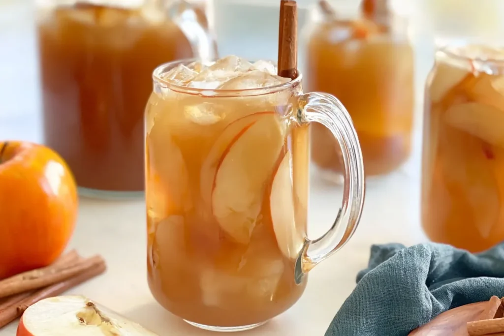 Sweet Tea Harvest Punch in a Glass with Fresh Fruit
